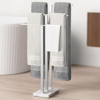 KES Handtuchhalter Stehend 3 Stangen Freistehend aus Marmor und Edelstahl