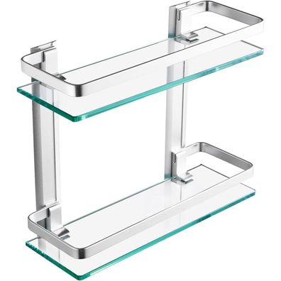 KES Glas Duschablage 8mm Hartglas Badregal Wandmontage Aluminium Silber A4126B