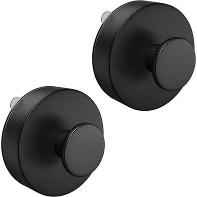 flintronic 2x Schwarze Wandhaken mit Saugnapf, extra stark, wasserdicht, ohne