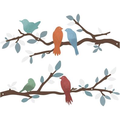 ESTART Wanddekoration mit 2 Vögeln aus Metall, lebendige Vogel-Silhouette auf