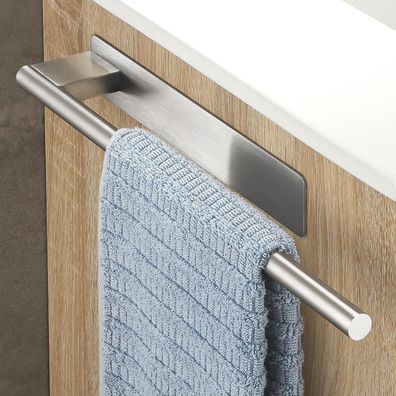 OETAMS Handtuchhalter Edelstahl Selbstklebend Einarmig Gebürstet Silber Ohne