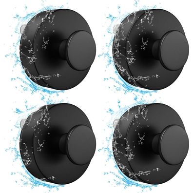 flintronic 4 Stück Schwarz Wandhaken Saugnapf Haken Extra Stark Badezimmer