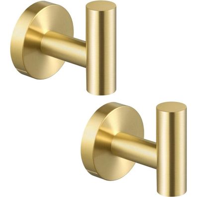 KES Kleiderhaken Gold, 2 Stück Gebürstetes Gold, Edelstahl SUS304 Wandhaken für