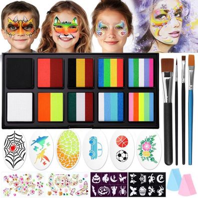 Janolia Kinderschminke Set, Regenbogen Bodypainting Farben, Wasserbasis