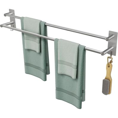 JS Handtuchhalter 80cm Doppelstange Edelstahl Ohne Bohren Selbstklebend mit 2