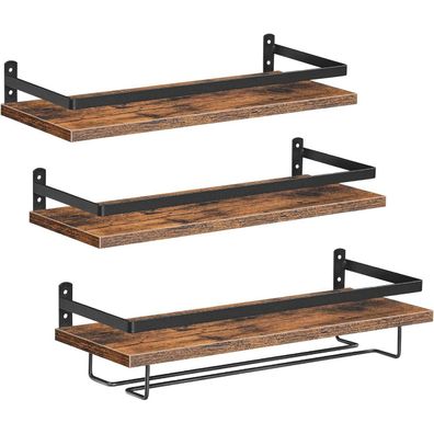 HOOBRO Wandmontierte Weinregale 3er Set, Hängende schwimmende Wandregale für