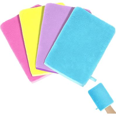 HOTUT 4er Set Waschhandschuhe aus Korallensamt, wiederverwendbar, 20x15cm