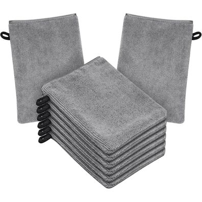 HOTUT 8er Set Mikrofaser Waschhandschuhe, wiederverwendbar, weich, 20x15cm