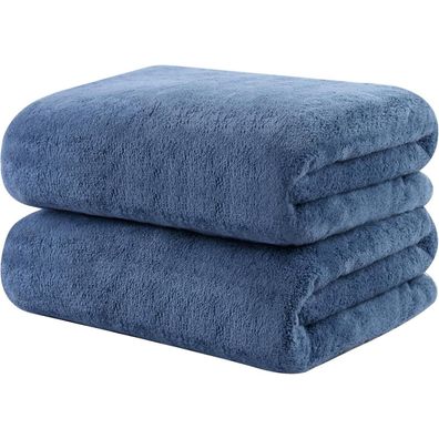 KinHwa 2er Pack Mikrofaser Handtücher 50x100cm Blau - Flauschig & Saugstark für