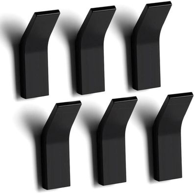flintronic 6er Kleiderhaken Schwarz Matt ohne Bohren aus Space Aluminium