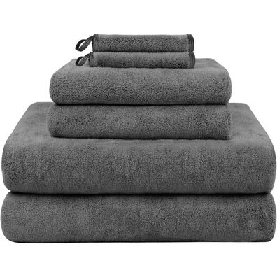 KinHwa Premium Mikrofaser Handtuch-Set 6-teilig (2x Badetuch, 2x Handtuch, 2x