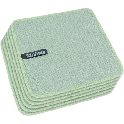 KinHwa Spültücher 6 Stück, Waffeltuch Mikrofaser, waschbar, fusselfrei