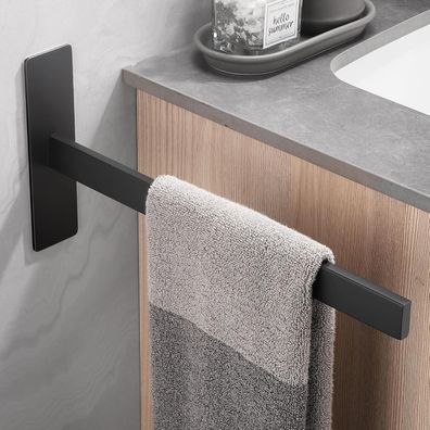 Dvocel Handtuchhalter 38cm Edelstahl Gebürstet Schwarz Selbstklebend Ohne