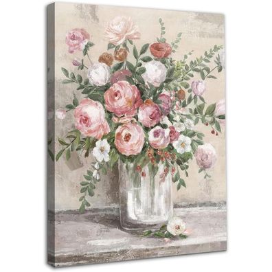 Dazzlewall Gerahmte Vintage Blumen Wandkunst, Rustikales Bauernhaus Stillleben