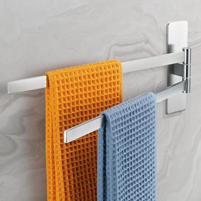 Dvocel Handtuchhalter Schwenkbar 2-armig, Selbstklebend ohne Bohren