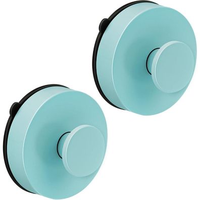 flintronic 2 Stück Blaue Wandhaken, Extra Starker Saugnapf Haken für Bad und