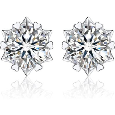 MomentWish Moissanite Ohrstecker Silber 925, 2 Karat (1ct*2) 6.5mm