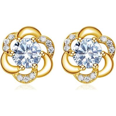 Josfeva 925 Sterling Silber Ohrstecker für Damen - Blumen Ohrringe mit 5A Weiß