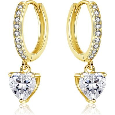 Josfeva Ohrringe Silber 925 Hängend Damen Mädchen, Creolen mit Zirkonia Anhänger