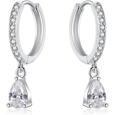 Josfeva Ohrringe Silber 925 Hängend Damen Mädchen, Creolen mit Zirkonia