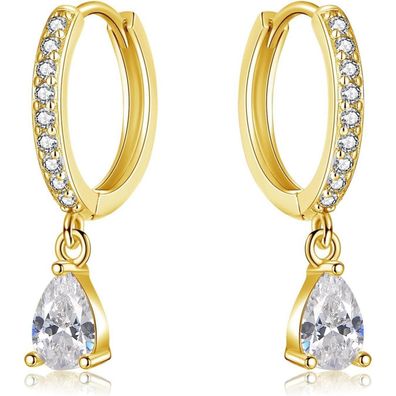 Josfeva Ohrringe Silber 925 Hängend Damen Mädchen, Creolen mit Zirkonia