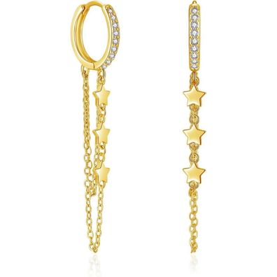 Josfeva 925 Sterling Silber Creolen Ohrringe Hängend mit langer Quaste Kette