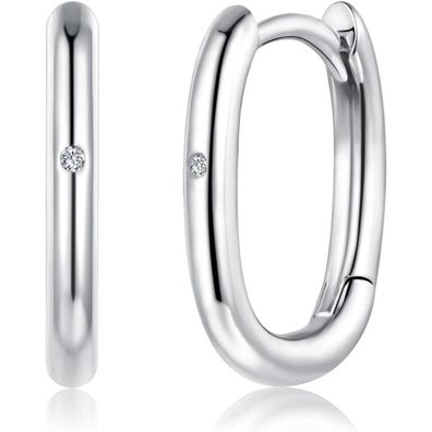 Josfeva 925 Sterling Silber Creolen Ohrringe für Damen, Oval mit 5A Zirkonia