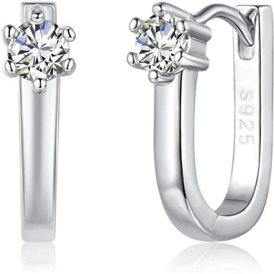 Josfeva 925 Sterling Silber Creolen Ohrringe für Damen, Oval mit 5A Zirkonia