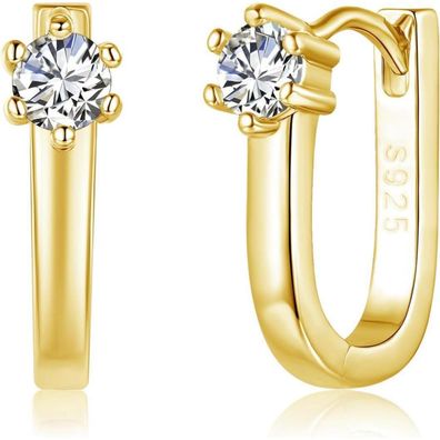 Josfeva 925 Sterling Silber Creolen Ohrringe für Damen, oval, mit 5A Zirkonia