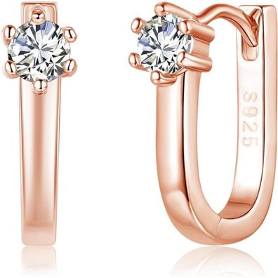 Josfeva Damen Creolen Ohrringe 925 Sterling Silber Oval mit 5A Zirkonia