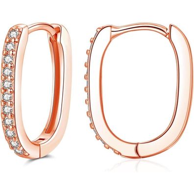 Josfeva Damen Creolen Ohrringe 925 Sterling Silber Oval mit 5A Zirkonia