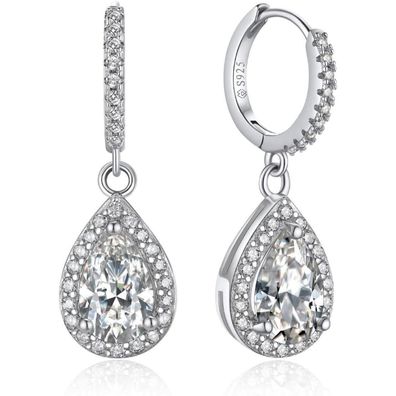 MomentWish Creolen mit 2 Karat Moissanite Diamant Anhänger, Hängende Silber 925