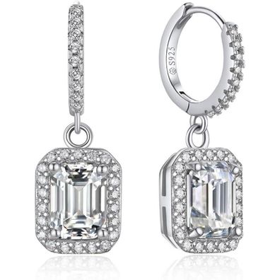MomentWish Creolen mit 2 Karat Moissanite Anhänger, Hängende Silber 925