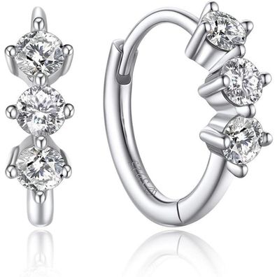 MomentWish Creolen mit 2 Karat Moissanit Anhänger, Hängende Silber 925
