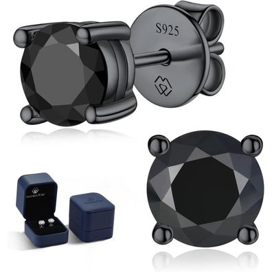 MomentWish Schwarze Moissanite Ohrstecker, 1 Karat Schwarz Herren Damen 925