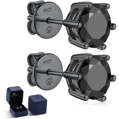 MomentWish Schwarze Moissanite Ohrstecker 1 Karat Sterling Silber für Herren