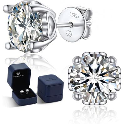 MomentWish Moissanite Ohrringe Silber 925, 1 Karat Ohrstecker Diamant