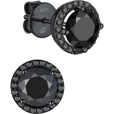 MomentWish Schwarze Moissanite Ohrstecker 1 Karat 925 Sterling Silber