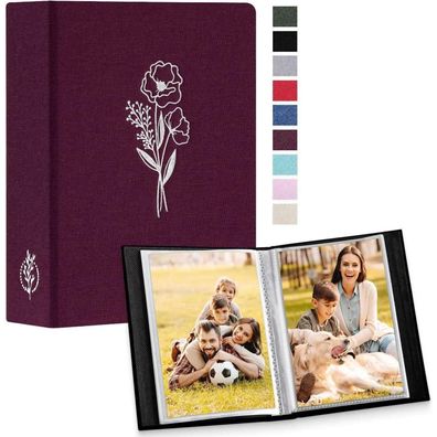 Lanpn Fotoalbum 10x15 cm, 2er Pack, Mini Leinen Einsteckalbum für 100 Fotos