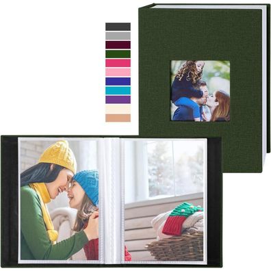 Lanpn Fotoalbum 10x15 cm, 2er Pack, 100 Fotos pro Album, Leinen-Einsteckalbum