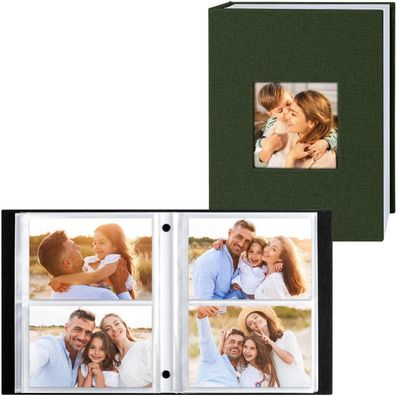 Lanpn Fotoalbum 10x15 cm, 200 Fotos, 2er Pack, Leinenbezug, Grün