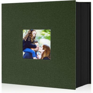 Lanpn Fotoalbum Grün, Extra Großes XXL Leinen Einsteckalbum für 1000 Fotos