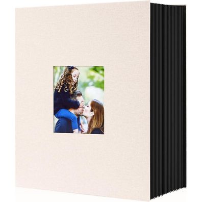 Lanpn Fotoalbum XXL Leinen 10x15 cm, Beige - Platz für 1000 Hochformat Fotos