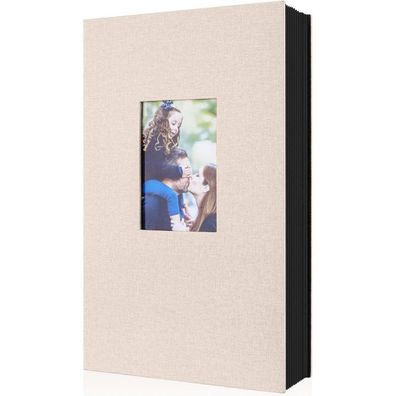 Lanpn Fotoalbum 10x15 Leinen Einsteckalbum für 300 Querformat Fotos Bilder Beige