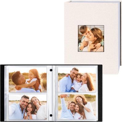 Lanpn Fotoalbum 10x15 cm, 200 Fotos, Leinen Einsteckalbum, Beige, 2er Pack