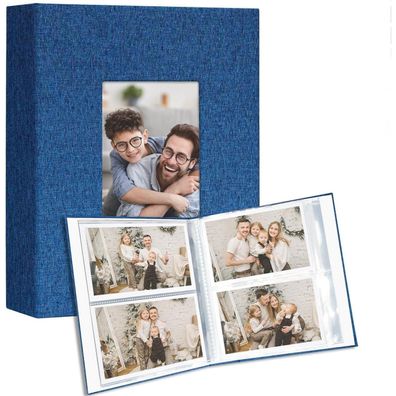 Vienrose Fotoalbum Set (2 Stück) für 10x15 Fotos, Leinen-Cover mit Fenster, 100
