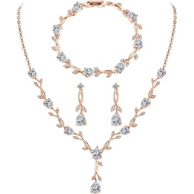 EPVOA Schmuckset Sterling Silber 925 Roségold für Damen, Halskette, Armband