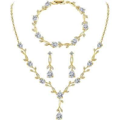 EPVOA Schmuckset Sterling Silber 925 für Damen, Halskette, Armband, Ohrringe