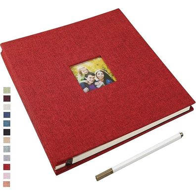 Yopih Selbstklebendes Leinen Fotoalbum 28x27cm, 40 Seiten zum Selbstgestalten