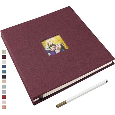 Yopih Selbstklebendes Leinen Fotoalbum 28x27cm, 40 Seiten zum Selbstgestalten